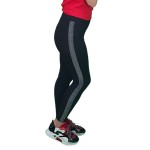 Sport leggings, black color, model with silver line